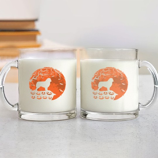 Australian Shepherd And Moon Halloween Dog Lover Glass Mugs