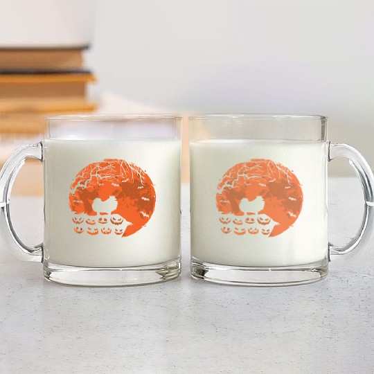 Pomeranian And Moon Halloween Funny Dog Lover Glass Mugs