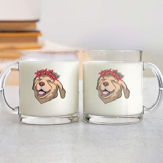 Dog Labrador Flower Glass Mugs