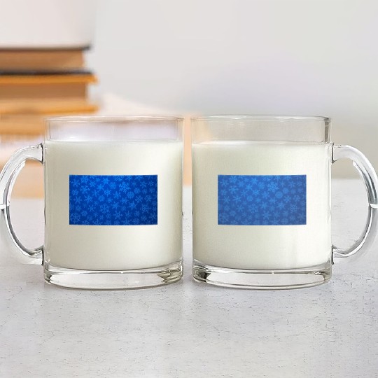 Blue Snowflakes Christmas Pattern Glass Mugs