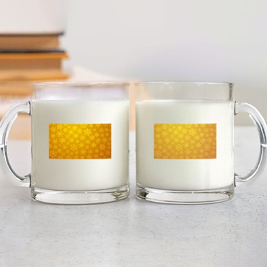 Yellow Snowflakes Christmas Pattern Glass Mugs