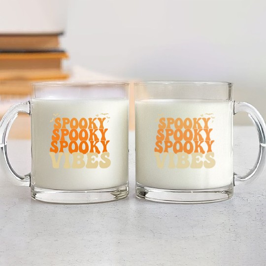 Retro Spooky Vibes Halloween Glass Mugs