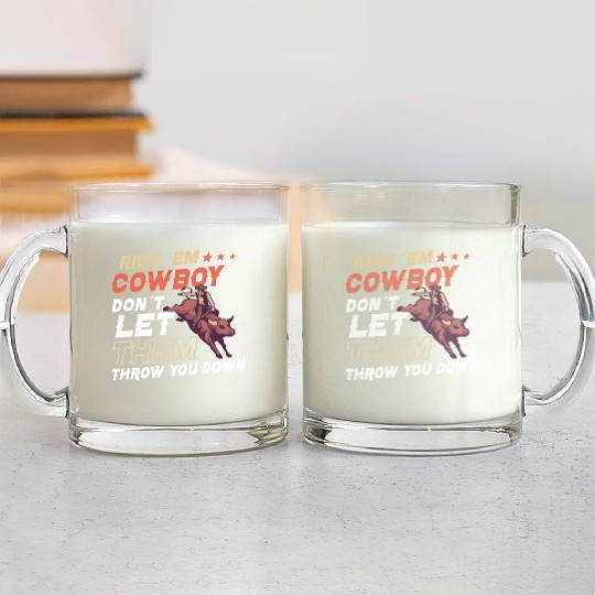 Rodeo Bull Riding Livestock Show Farmer Cattle Glass Mugs