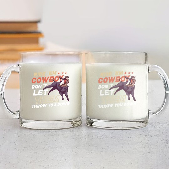 Rodeo Bull Riding Livestock Show Farmer Cattle Glass Mugs