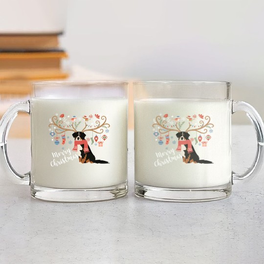 Bernese Mountain Dog Christmas Glass Mugs