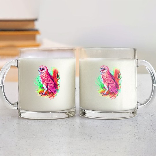 Great Owl Illustrate Glass Mugs