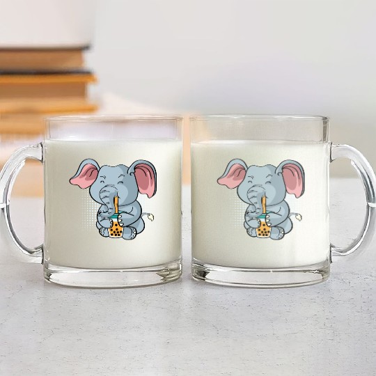 Elephant Bubble Tea Zookeeper Gift Glass Mugs