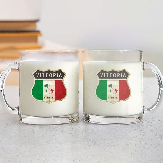 Vittoria Italy coat of arms flags design Glass Mugs