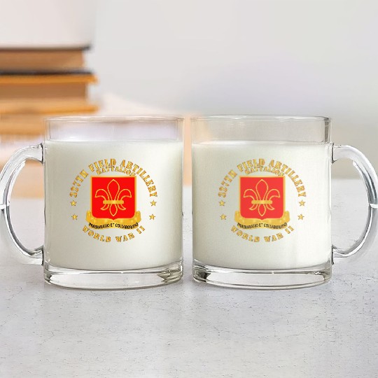 Army 327th Field Artillery Battalion DUI WWII Glass Mugs