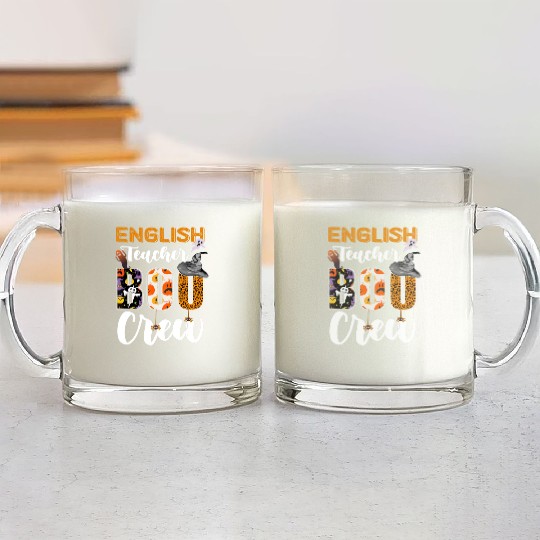 English Teacher Boo Crew Halloween Matching Glass Mugs