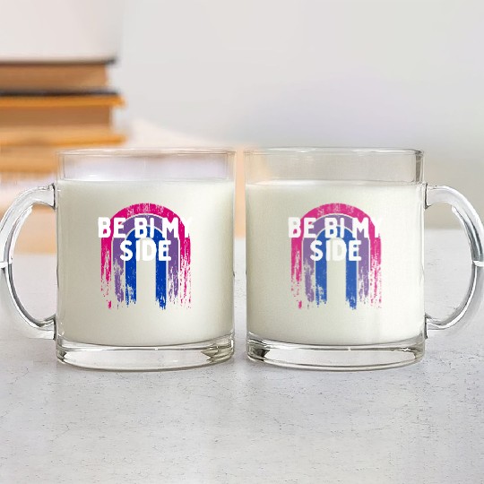 Be Bi My Side Bisexual LGBTQ Bi Pride LGBT Glass Mugs