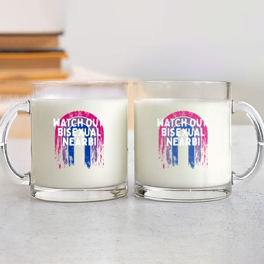 Watch Out Bisexual NearBi Bi LGBTQ Bi Pride LGBT Glass Mugs