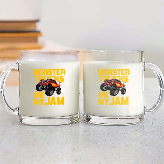Monster Trucks Are My Jam Vintage Retro Glass Mugs