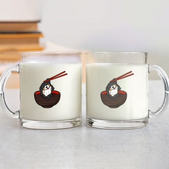 Bernese Mountain Dog Dipping Noodles Glass Mugs