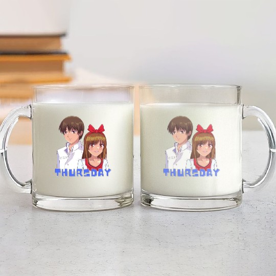 Anime Boy and Girl Day of The Week Thursday Glass Mugs
