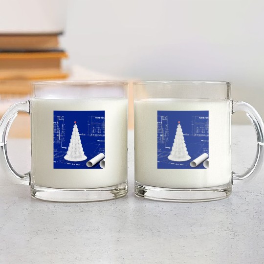 Christmas Blueprint Christmas Tree Blueprint Glass Mugs
