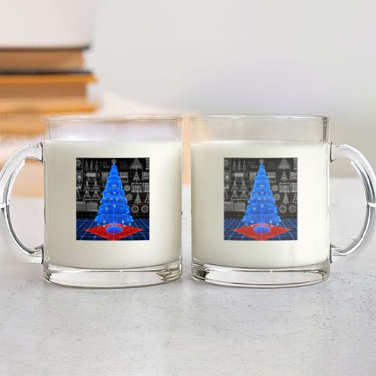 Christmas Blueprint Christmas Tree Blueprint Glass Mugs