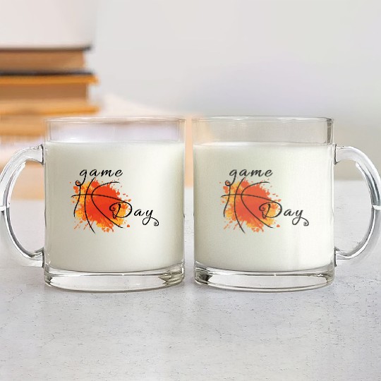 Game Day Basketball Lightning Bolt Glass Mugs