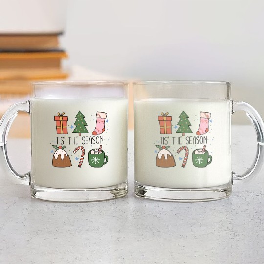 Tis the Season Christmas Glass Mugs