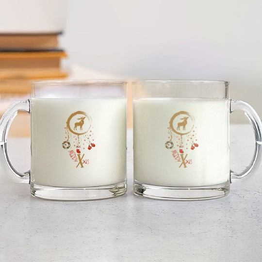 Winter dreamcatcher Christmas Moose Glass Mugs