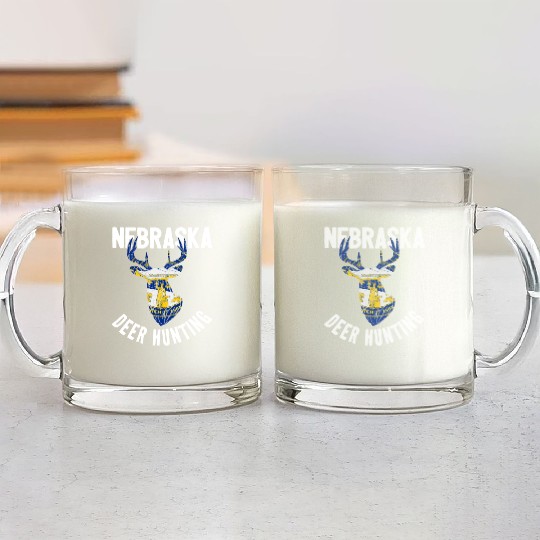 Nebraska Deer Hunting Buck Stag Hunter Glass Mugs