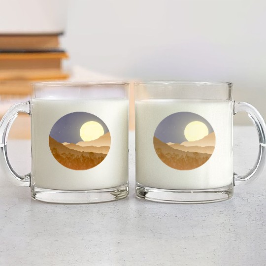 Nightscape with full moon Glass Mugs