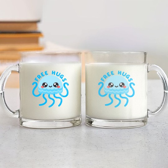 Jellyfish free hugs Glass Mugs