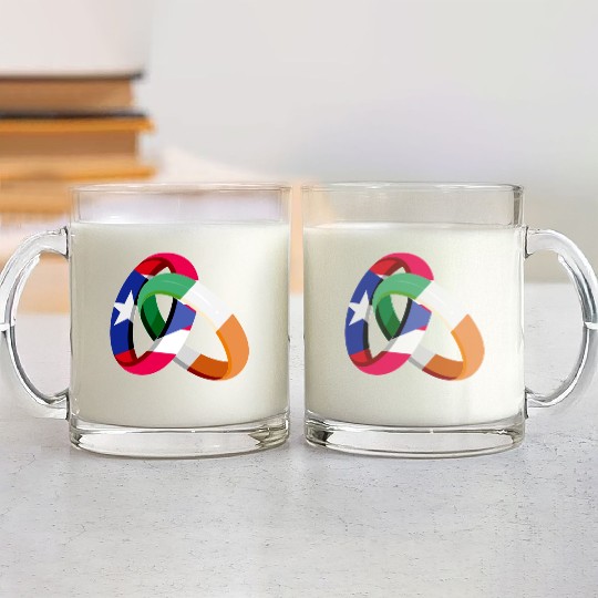 Puerto Rico Flag Ireland Ring Marriage Wedding Glass Mugs