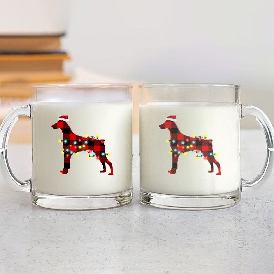 Doberman Pinscher Christmas Doga Lover Pajamas Glass Mugs