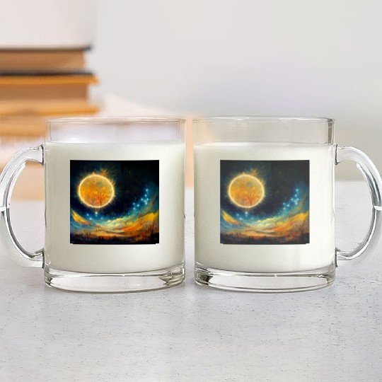 Full moon and Sun Glass Mugs