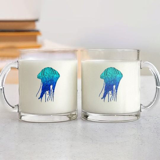 Cool Ocean Blue Tribal Jellyfish Glass Mugs