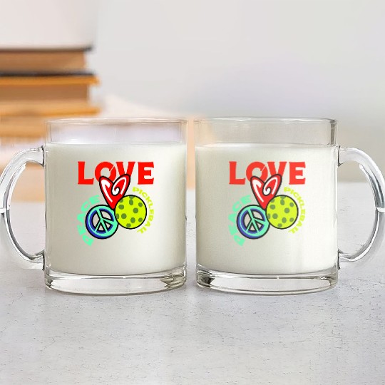 I Love Pickleball Funny Pickle Ball Player Glass Mugs