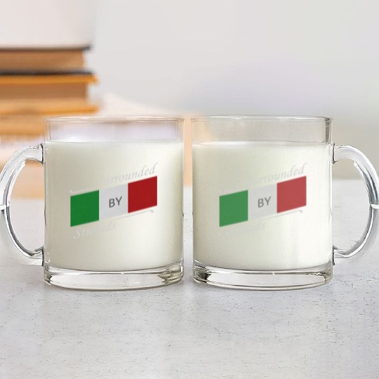Surrounded by stunads Italy Flag Design Glass Mugs