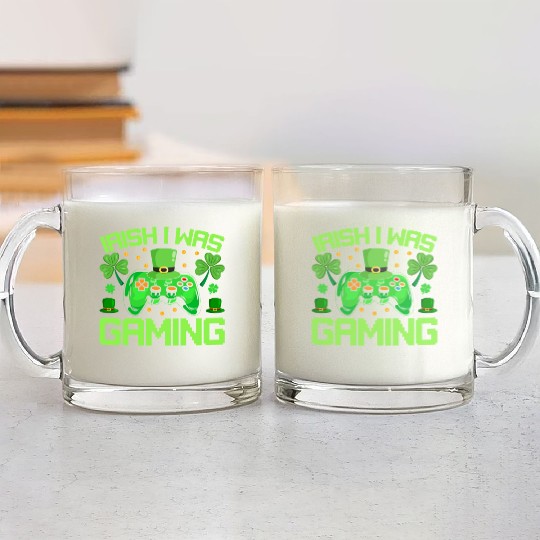 Irish I Was Gaming Funny St Patricks Day Gamer Boy Glass Mugs