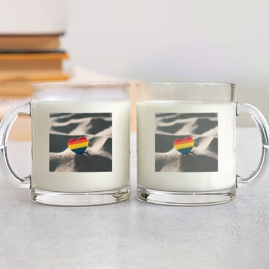 LGBTQ Pride Love Heart in Sand Glass Mugs