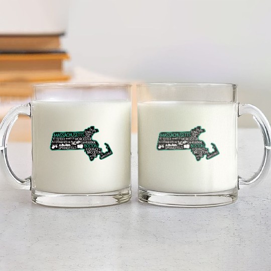 Massachusetts Boston cute map Salem Lowell Lawrenc Glass Mugs