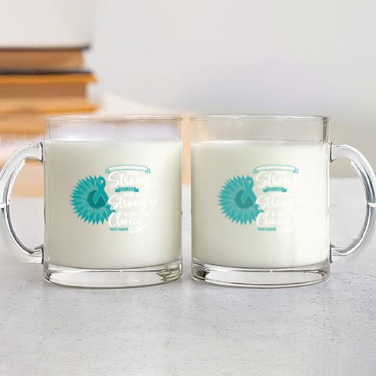 Cervical Cancer Awareness Month Teal Sunflower Glass Mugs