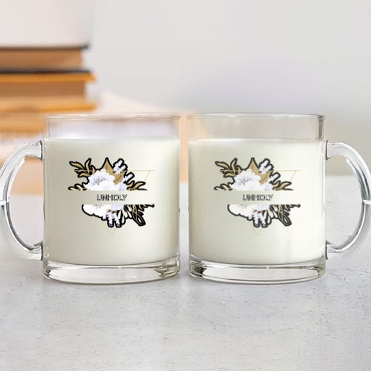 Unholy Flower Floral Minimalist Typography Glass Mugs