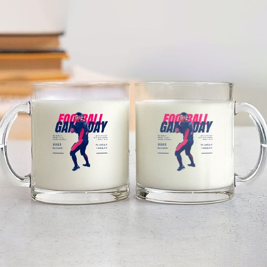 Blue Pink American Football Game Day Season 2023 Glass Mugs