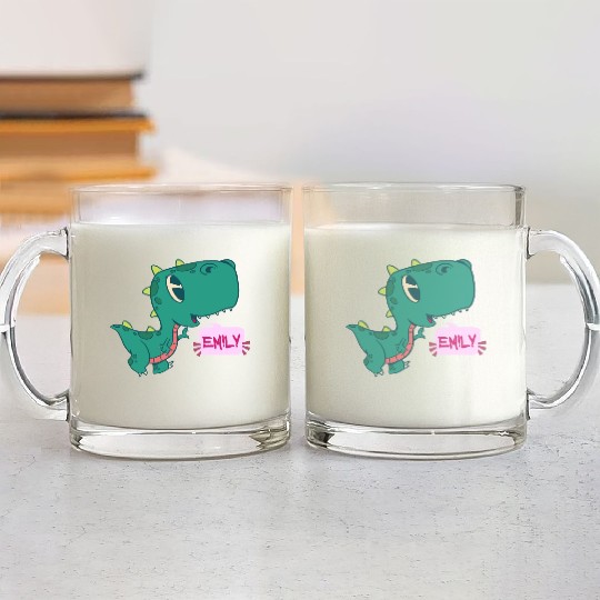 EMILY - Lovely girl name with cute dinosaur Glass Mugs