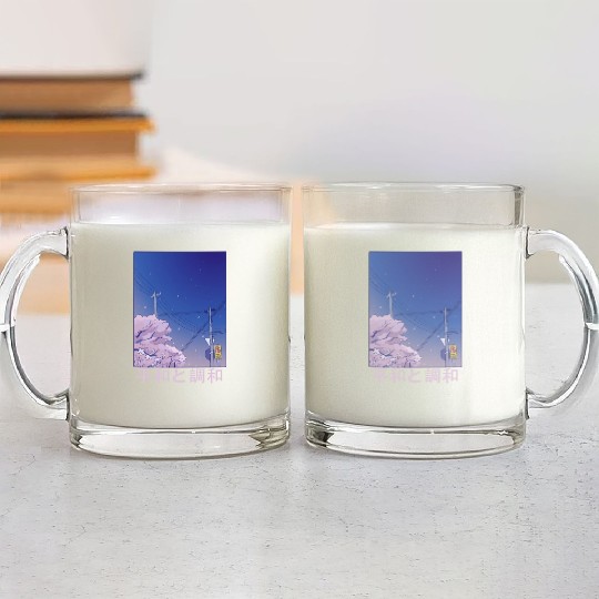 Night Stars Sky Japanese Vaporwave Cherry Blossom Glass Mugs