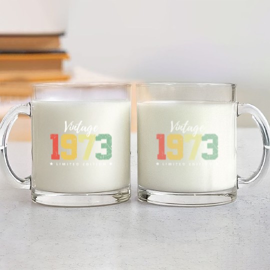 50 Years Vintage 1973 Retro 50th Birthday Glass Mugs