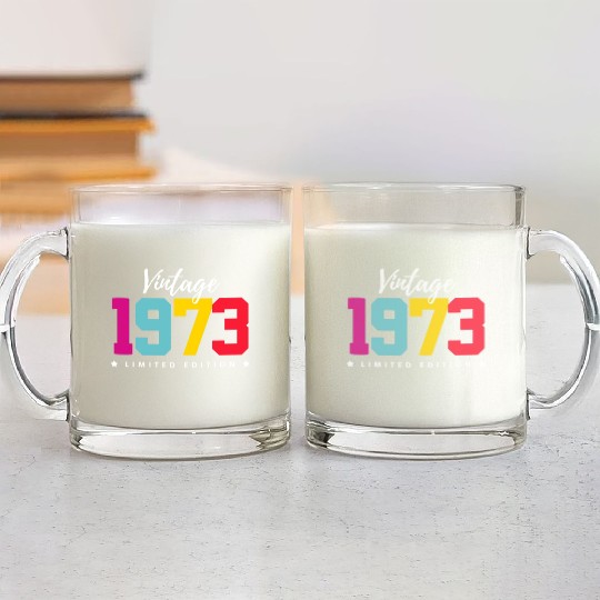 50 Years Vintage 1973 Retro 50th Birthday Glass Mugs