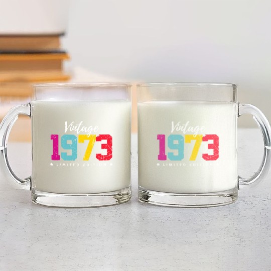 50 Years Vintage 1973 Retro 50th Birthday Glass Mugs