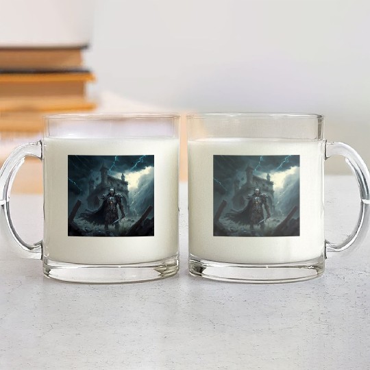 Death Knight in Thunderstorm Glass Mugs
