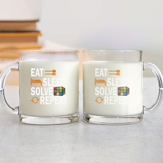 Eat Sleep Solve Repeat Math Speed Cubing Genie Glass Mugs