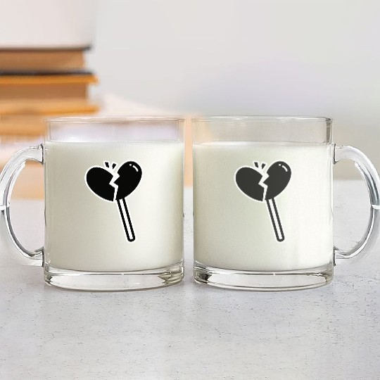 Broken Heart Lollipop Candy Glass Mugs