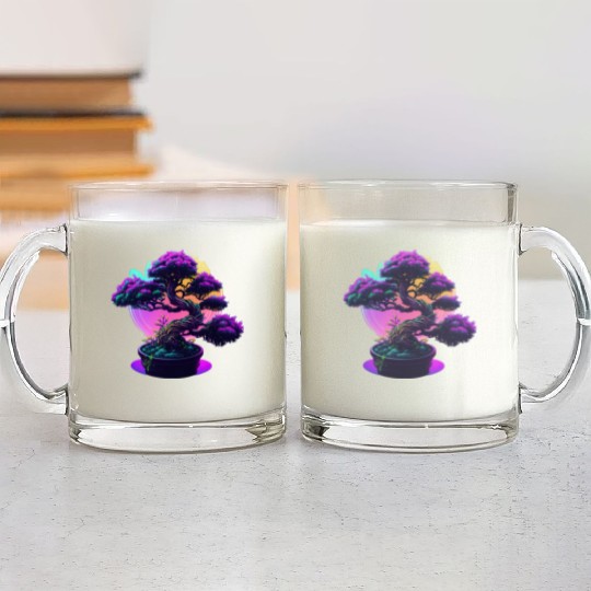Synthwave Bonsai Tree Glass Mugs