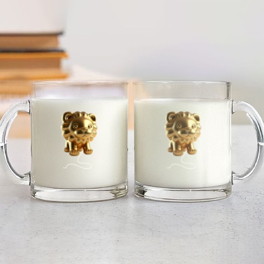 Lion Gold Balloon Glass Mugs