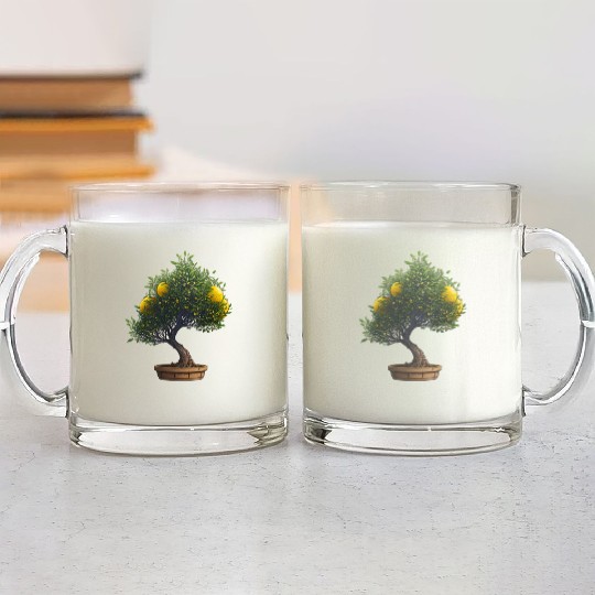 Lemon Bonsai Tree Glass Mugs